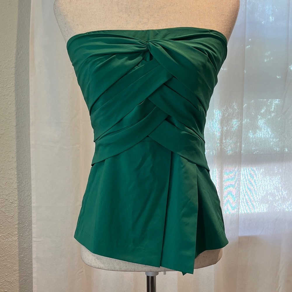 Alythea Strapless Blouse in Teal Green. Size M